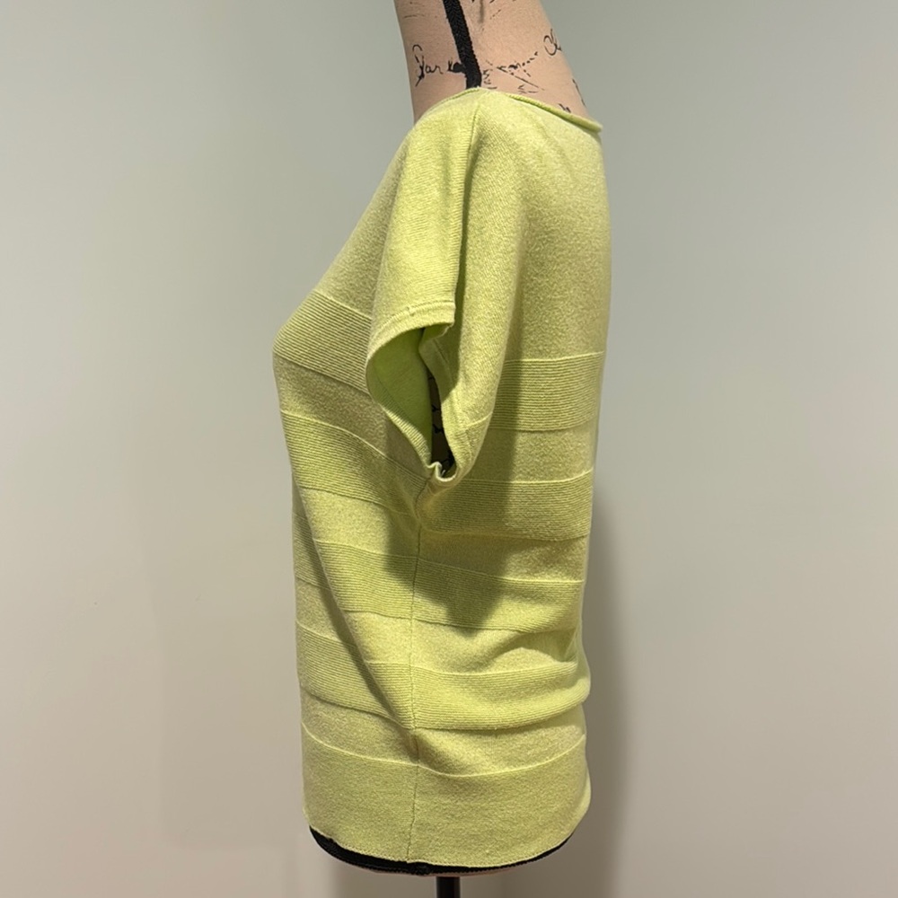 Pink Clover size small light Lime Green Striped Knit Top - Picture 3 of 5